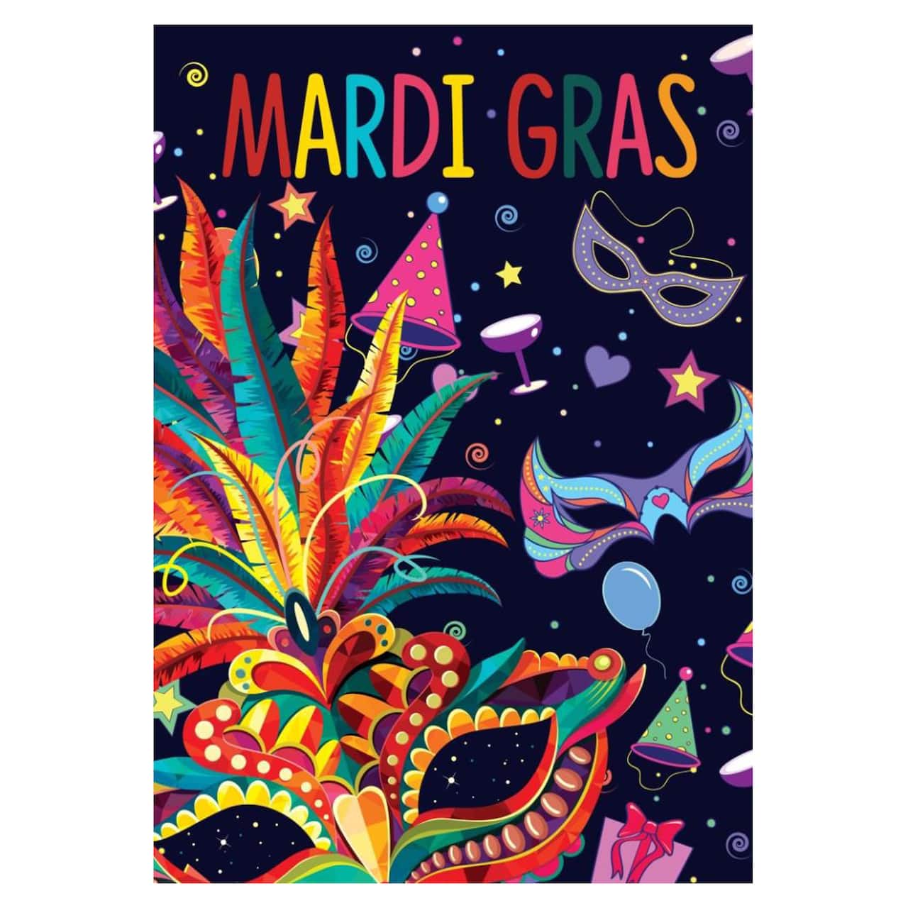Mardi Gras Feathers and Masks Outdoor House Flag 40 x 28